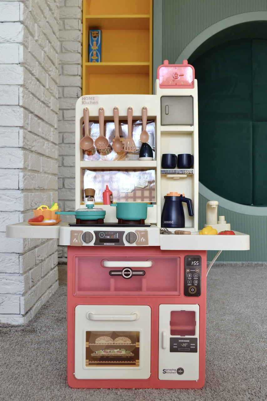 Дитяча велика інтерактивна кухня 889-244 подання води світло-звук Рожевий, фото 1