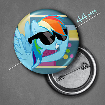 "Рейнбоу Деш (Мій маленький поні / My Little Pony) " значок круглий на булавці Ø44 мм