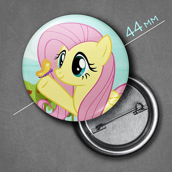 "Флаттершай (Мій маленький поні / My Little Pony) " значок круглий на булавці Ø44 мм