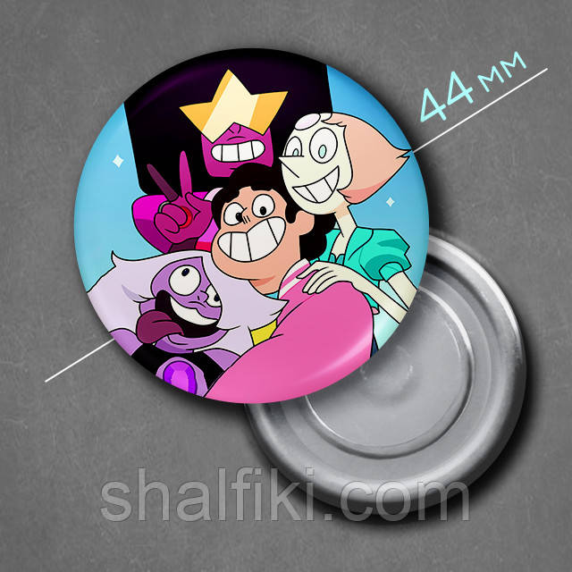 "Гранат, Перл, Стівен, Аметист (Стівен Юніверс / Steven Universe)" магніт круглий Ø44 мм