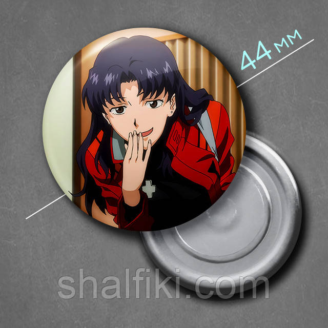 "Місато Кацурагі (Євангеліон / Evangelion)" магніт круглий Ø44 мм, фото 1