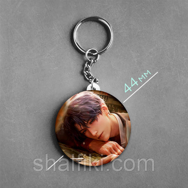 "Рафаель / Rafayel (Кохання та Глибокий космос / Love and deepspace)" брелок круглий Ø44 мм, фото 1