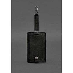 Шкіряна бирка для багажу Бланк-тег чорна