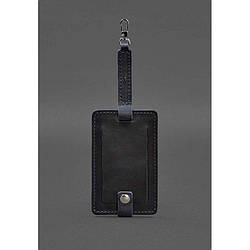 Шкіряна бирка для багажу Бланк-тег синя Crazy Horse