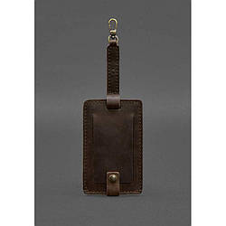 Шкіряна бирка для багажу Бланк-тег темно-коричнева Crazy Horse