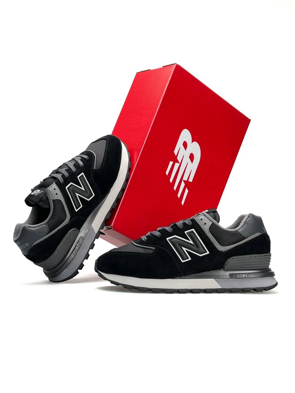 Чоловічі кросівки New Balance 574 Black Grey, кеди замша водонепроникний текстиль чорні. Чоловіче взуття