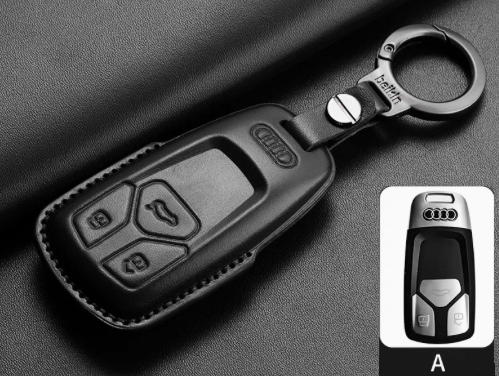 Чохол брелок ключниця автомобіль із логотипом Audi з натуральної шкіри, фото 1