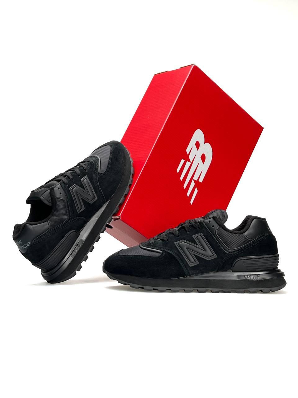Чоловічі кросівки New Balance 574 Black, кеди замша водонепроникний текстиль чорні. Чоловіче взуття