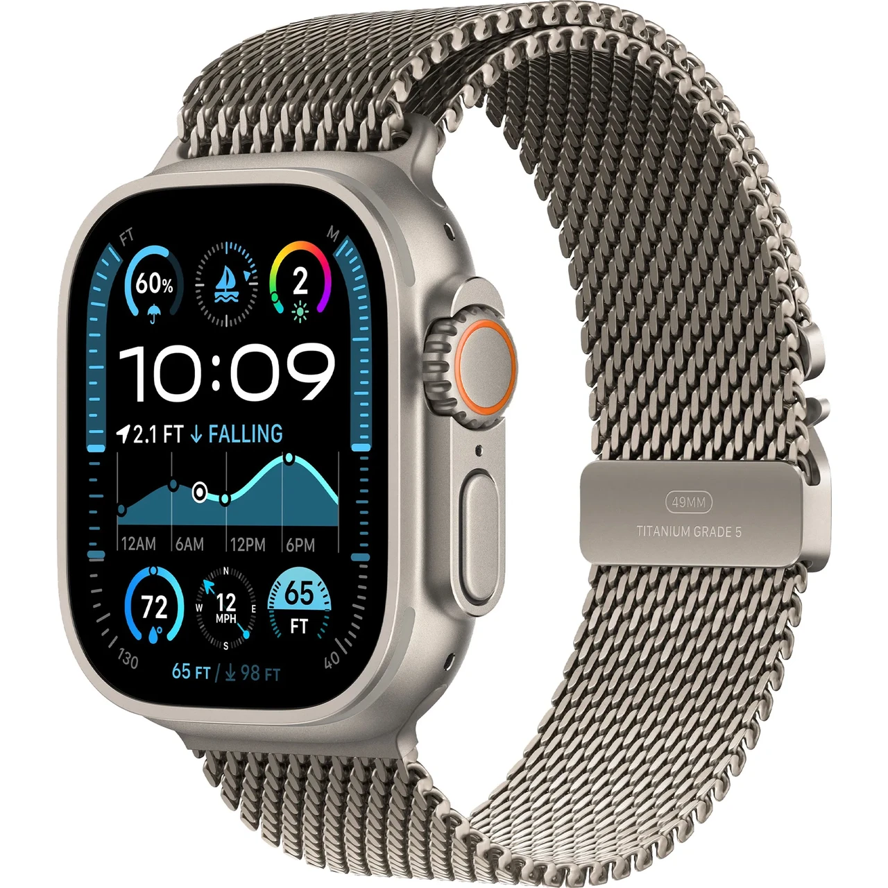 Apple Watch Ultra 2 GPS + Cellular 49mm Natural Titanium Case w. N. Titanium Milanese Loop - M (MX5R3), фото 1