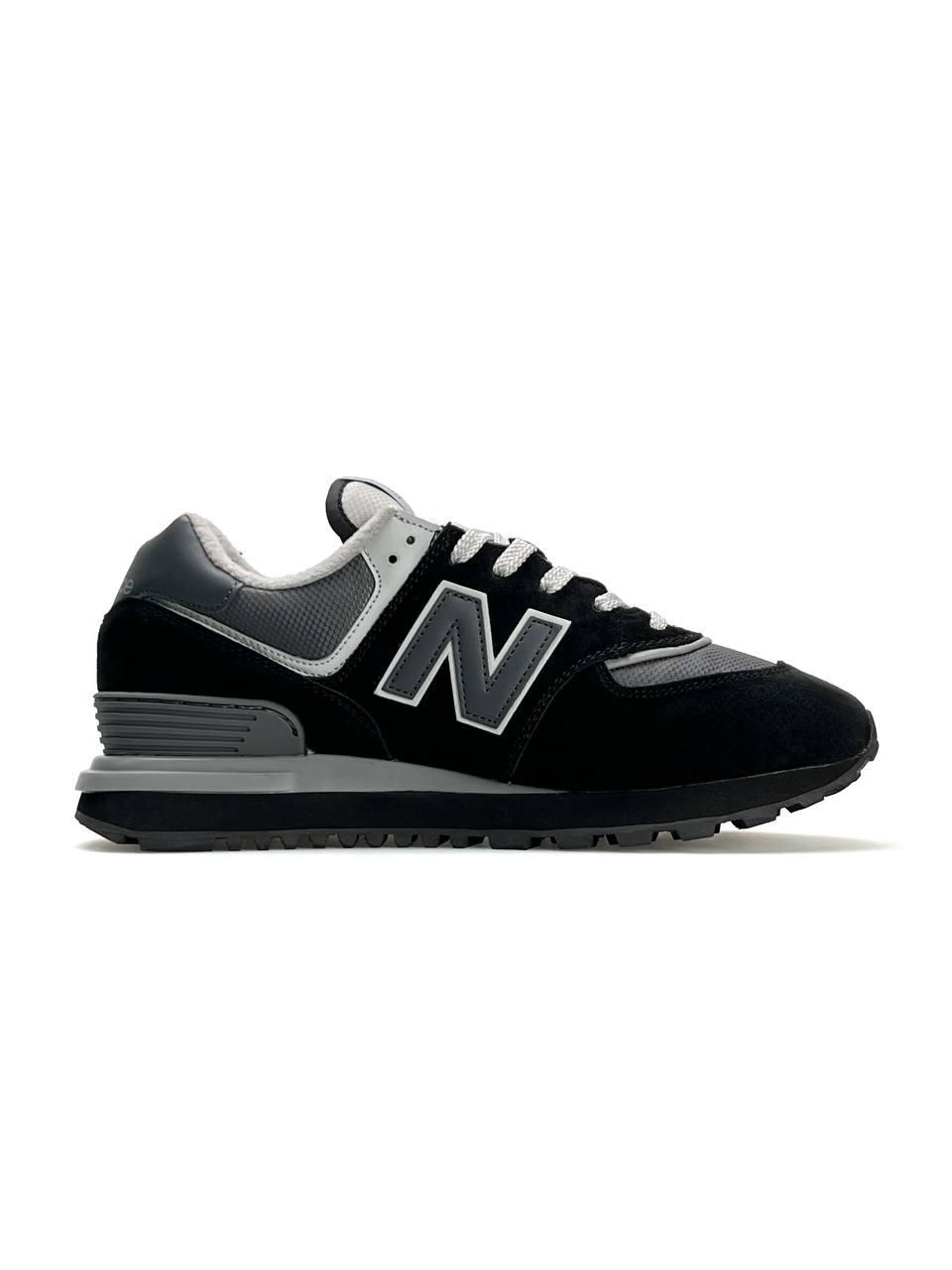 Чоловічі кросівки New Balance 574 Black Grey, кеди замша водонепроникний текстиль чорні 42