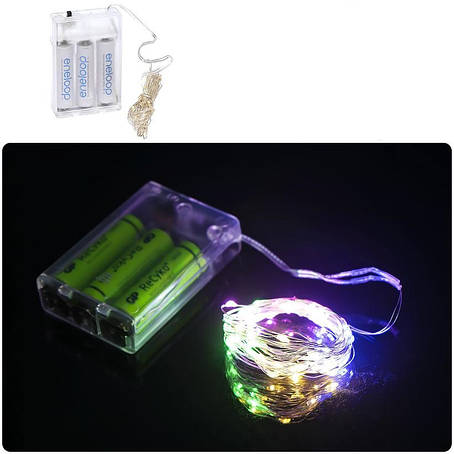 Гирлянда Ниточка на 3-х батарейках 50ламп 5м. мультиколір RJ-03, фото 1