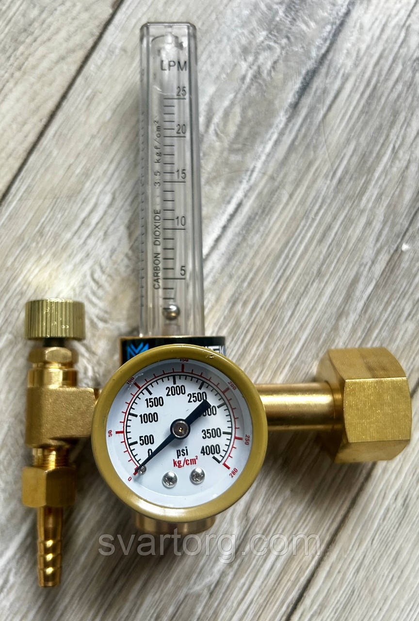 Редуктор аргоновий/вуглекислотний MAGNITEK MG-218L з ротаметром латунь, фото 1