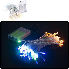 Гирлянда LED на 3-х батарейках 50ламп 6м. мультиколір RJ-07