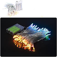 Гирлянда LED на 3-х батарейках 100ламп 10м. мультиколір RJ-08