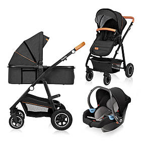 Коляска універсальна 3в1 Lionelo Amber Grey Graphite Темно-сіра