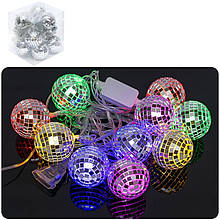 Гірлянда електрична LED 10шт. Диско-шари 3м. об'ємні мультиколір D-43