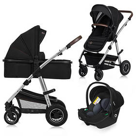 Коляска універсальна 3в1 Lionelo Amber Black Silver Чорна