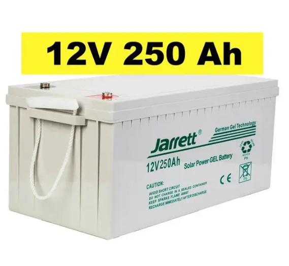 Універсальний гелевий акумулятор для котла і сонячних панелей Jarrett 12 V 250 Ah акумуляторна батарея