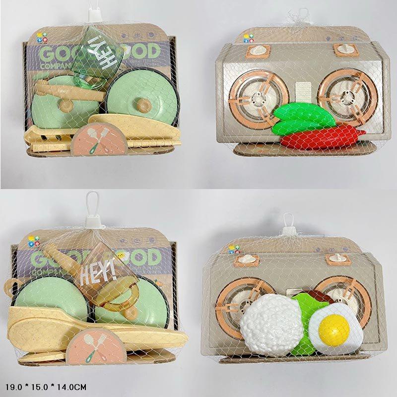 Ігровий набір посуду ABS676-68AB 2 види з плитою та продуктами, фото 1