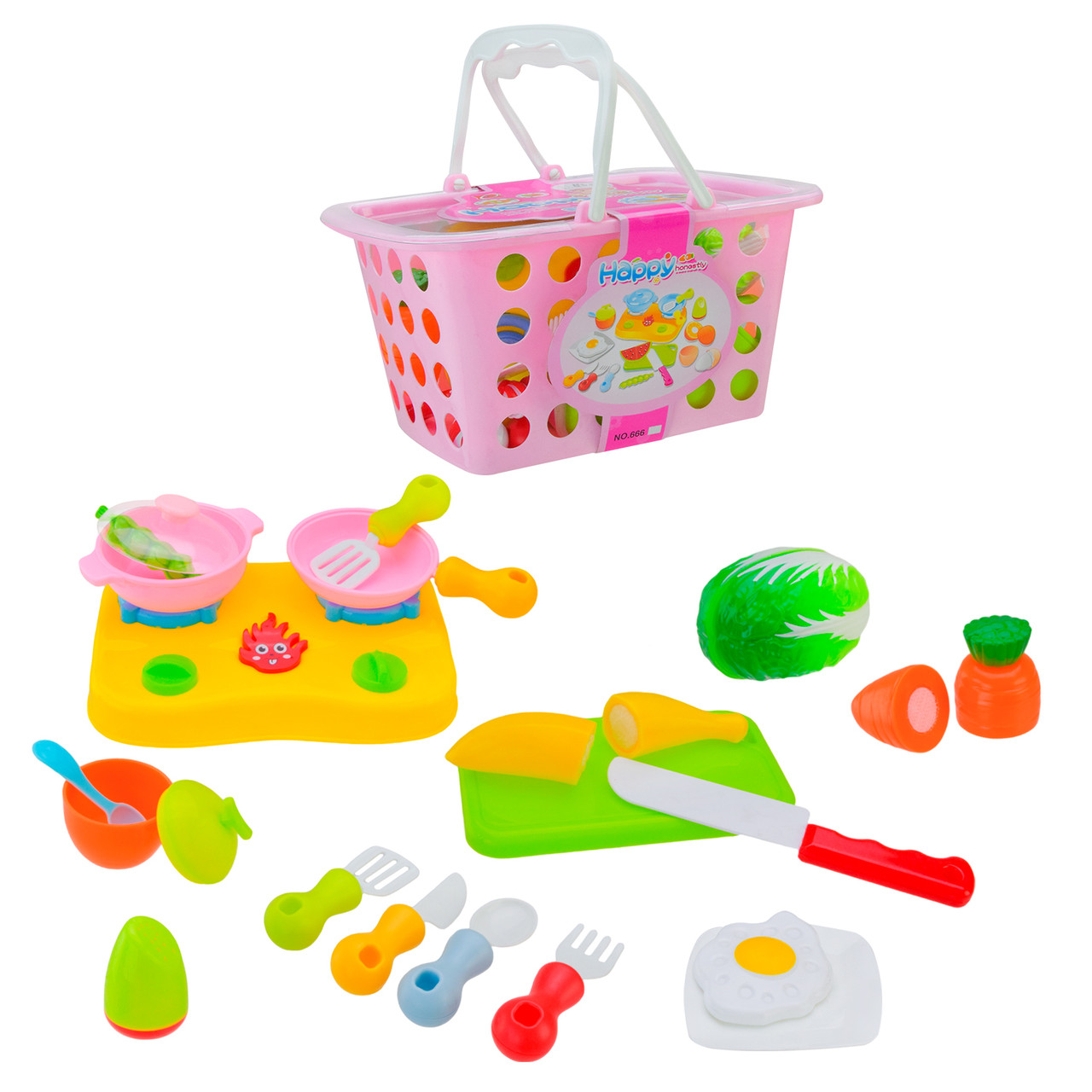 Набір посуду 666-41 плита каструля продукти та аксесуари кошик 19×27×15 см, фото 1