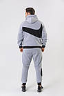 Чоловічий зимовий спортивний костюм Nike Big Swoosh сірий з капюшоном Комплект Найк Худі + Штани на флісі, фото 2