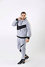 Чоловічий зимовий спортивний костюм Nike Big Swoosh сірий з капюшоном Комплект Найк Худі + Штани на флісі, фото 3