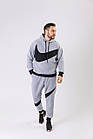 Чоловічий зимовий спортивний костюм Nike Big Swoosh сірий з капюшоном Комплект Найк Худі + Штани на флісі, фото 4