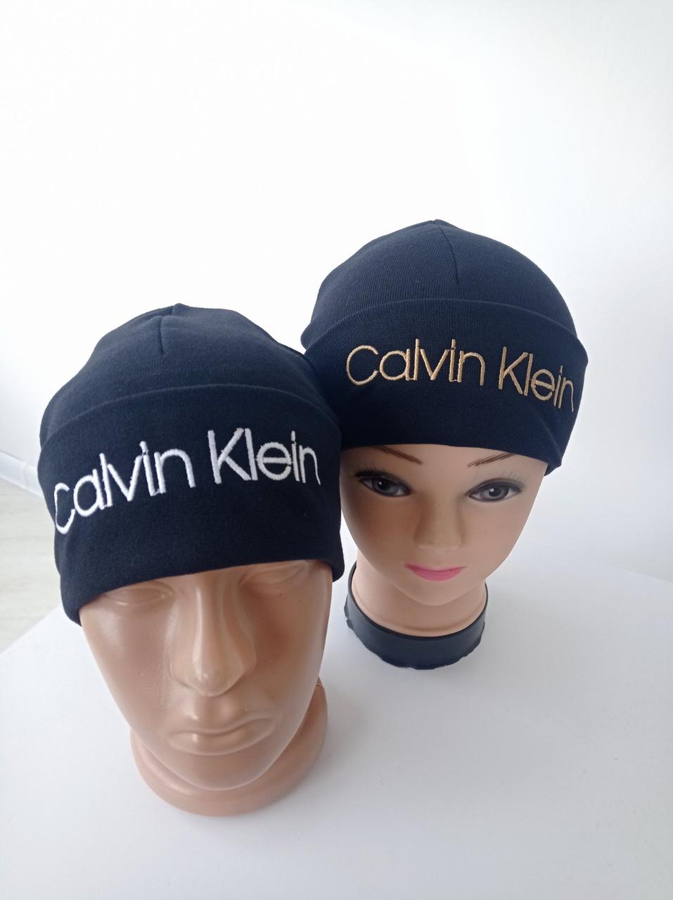 Шапка класична універсальна тонка з відворотом CALVIN KLEIN, рібана з начосом ЧОРНИЙ