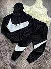 Чоловічий зимовий спортивний костюм Nike Big Swoosh чорний з капюшоном Комплект Найк Худі + Штани на флісі, фото 2