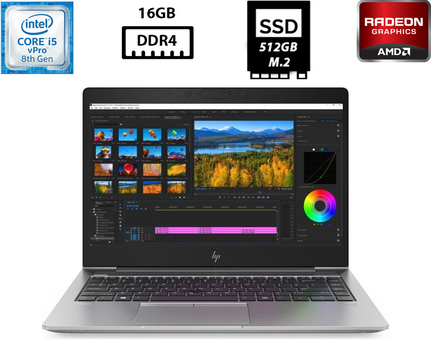 Ноутбук HP ZBook 14u G5/14” IPS 1920x1080/Core i5-8250U 1.60GHz/16GB DDR4/SSD 512GB M.2/AMD Radeon Pro WX 3100 2GB Камера Б/В