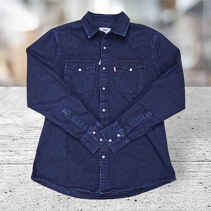 Джинсова брендова чоловіча сорочка Dark Blue 02  - темно синій, фото 1