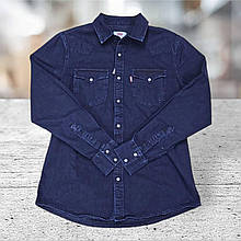 Джинсова брендова чоловіча сорочка Dark Blue 02  - темно синій