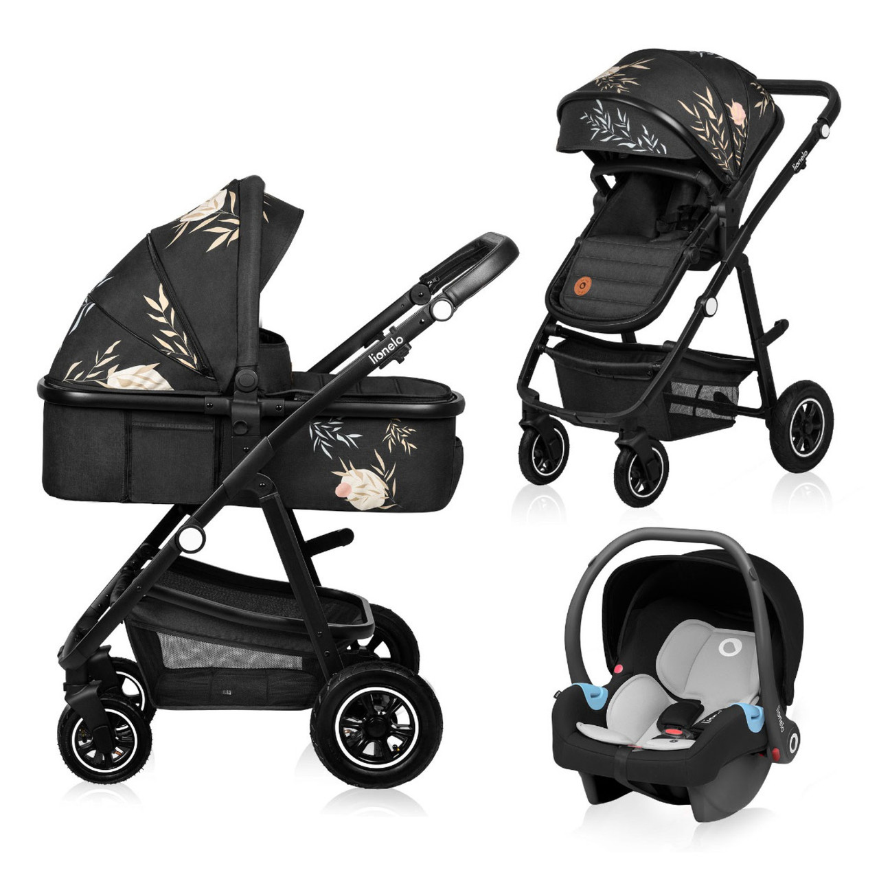 Коляска універсальна 3в1 Lionelo Amber Lovin Чорна