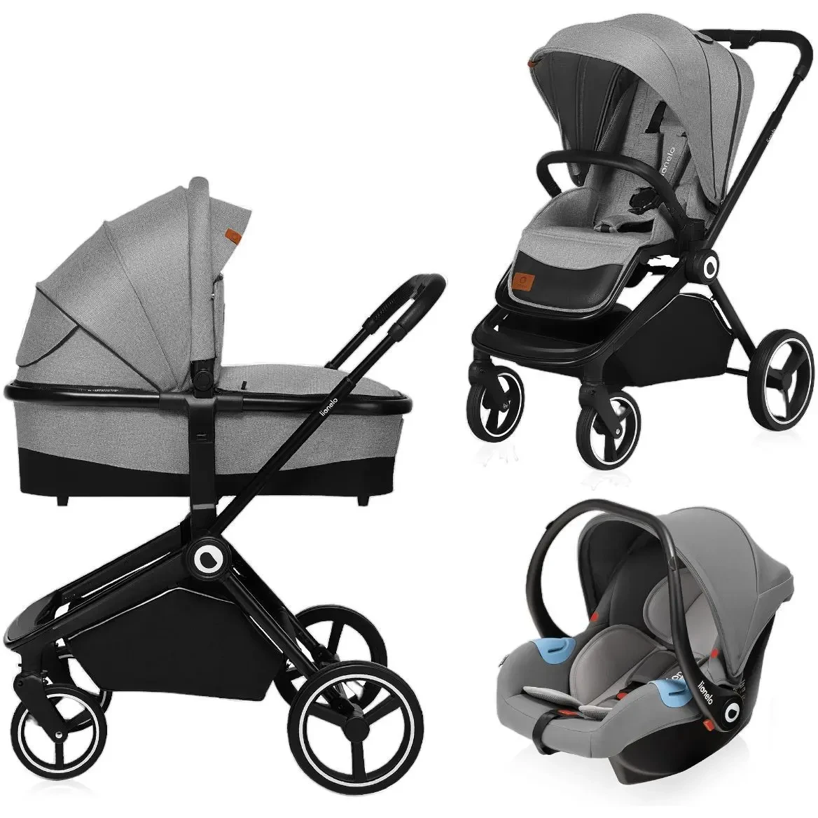 Коляска універсальна 3в1 Lionelo Mika Grey Stone Сіра