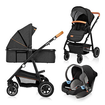 Коляска універсальна 3в1 Lionelo Amber Grey Graphite Темно-сіра