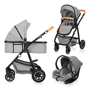 Коляска універсальна 3в1 Lionelo Amber Grey Stone Сіра