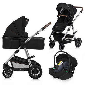 Коляска універсальна 3в1 Lionelo Amber Black Silver Чорна
