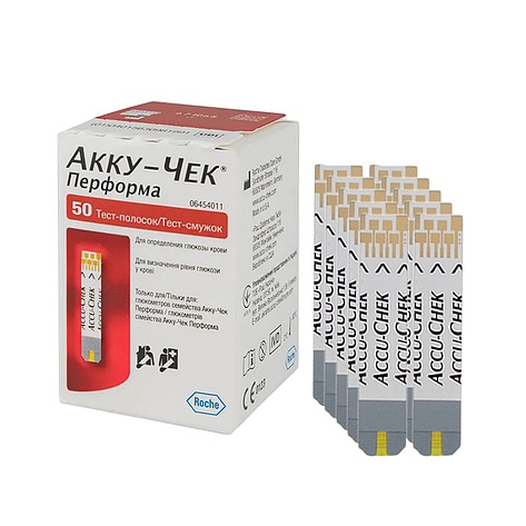 Тест-смужки Аку-Чек Перформа 50 шт. (Accu-Chek Performa)/500 штук, фото 1