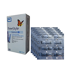 Тест смужки Фрі Стайл Оптіум Н 100 шт. (FreeStyle Optium H)/1000 штук