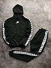 Чоловічий зимовий спортивний костюм чорний Nike з лампасами Комплект Найк Худі + Штани на флісі, фото 4