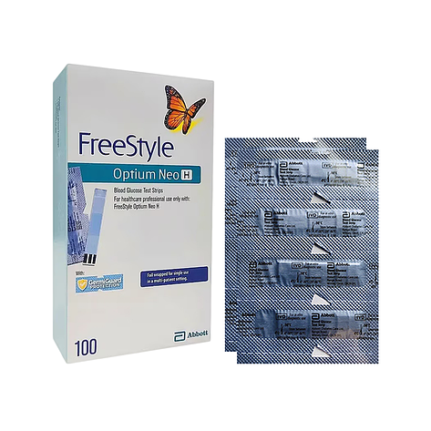 Тест смужки Фрі Стайл Оптіум Нео Н 100 шт. (FreeStyle Optium Neo H)/200 штук, фото 1