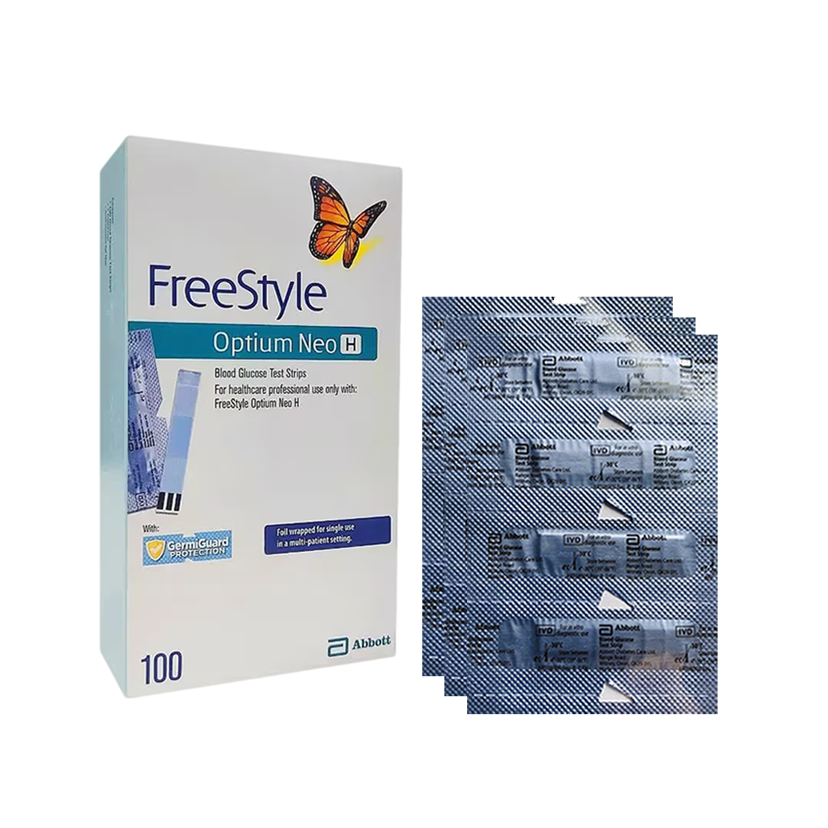 Тест смужки Фрі Стайл Оптіум Нео Н 100 шт. (FreeStyle Optium Neo H)/300 штук