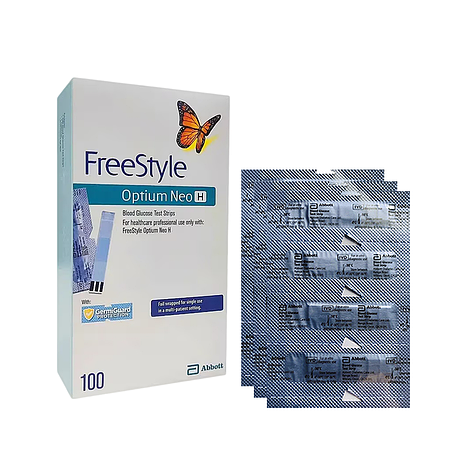 Тест смужки Фрі Стайл Оптіум Нео Н 100 шт. (FreeStyle Optium Neo H)/300 штук, фото 1