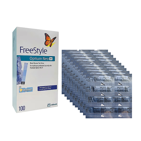 Тест смужки Фрі Стайл Оптіум Нео Н 100 шт. (FreeStyle Optium Neo H)/2000 штук, фото 1