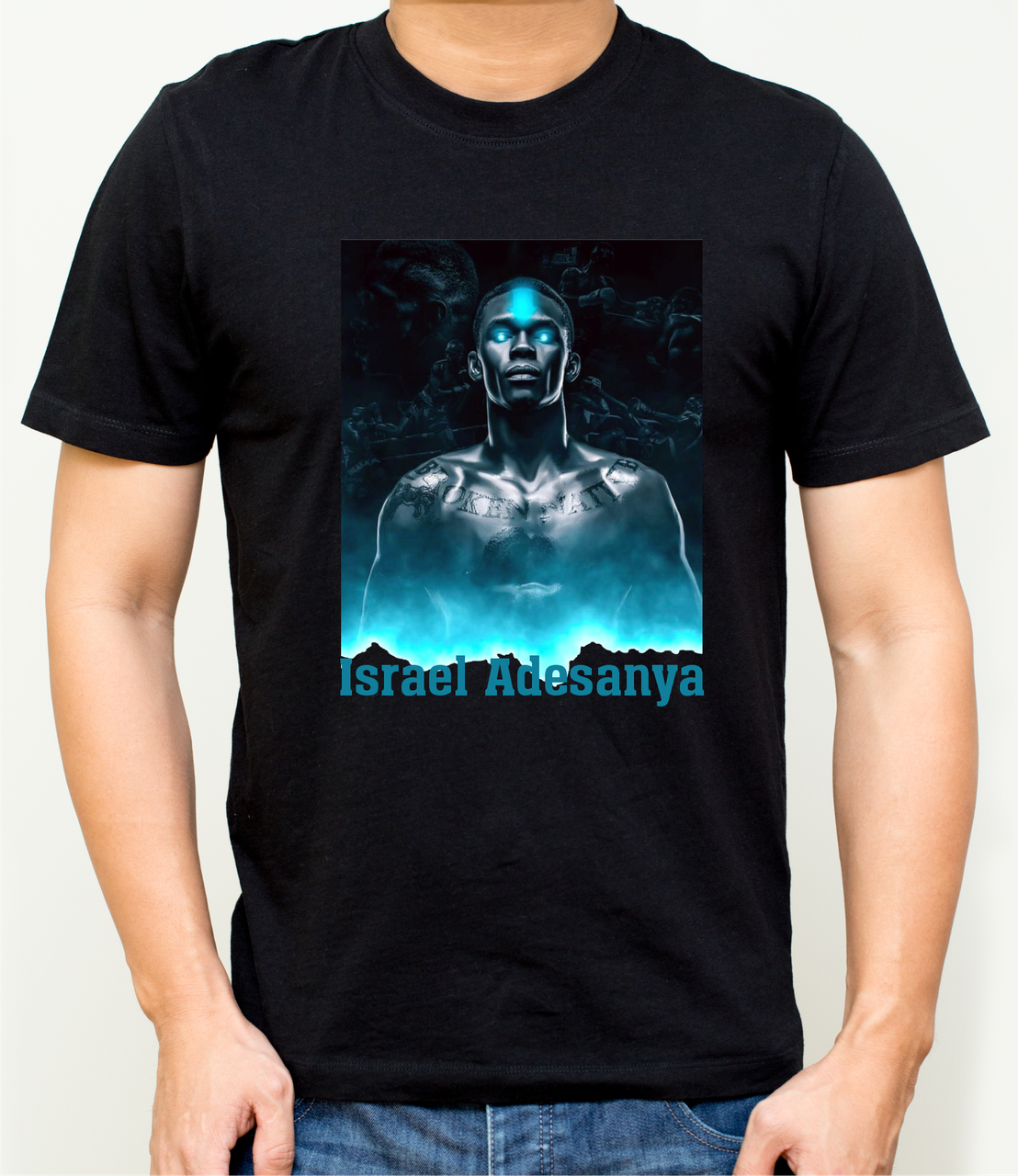 Чоловічі футболки на боксерську тематику,футболка Ісраель Адесанья, бавовняна футболка розмір S, фото 1