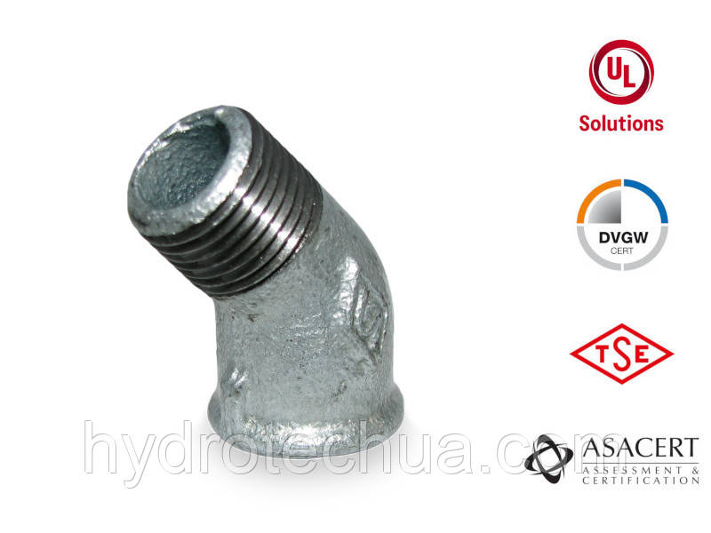 Кут 45° оцинкований ЗВ 1/2" Hydro-T
