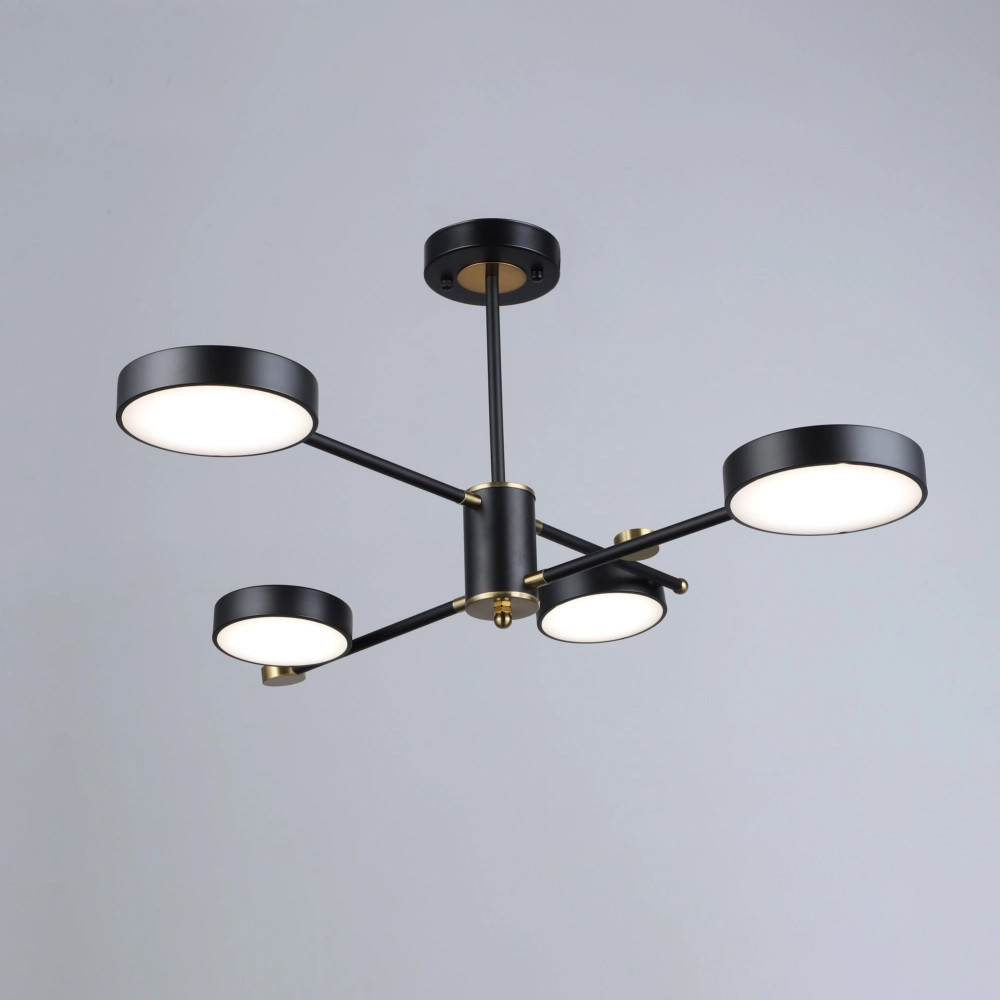 Мінімалістична Led-люстра світлодіодна чорна на 4 плафонів до 13 м² Sirius B YH1124/4 BK+COP, фото 1