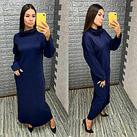 Жіноча сукня вільного крою,ТЕМНО-СИНІЙ,РОЗМІР ТІЛЬКИ 44