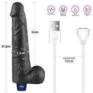 REAL SOFTEE Rechargeable Vibrating Dildo(Black) 10.5, фото 3