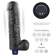 REAL SOFTEE Rechargeable Vibrating Dildo(Black) 10.5, фото 4